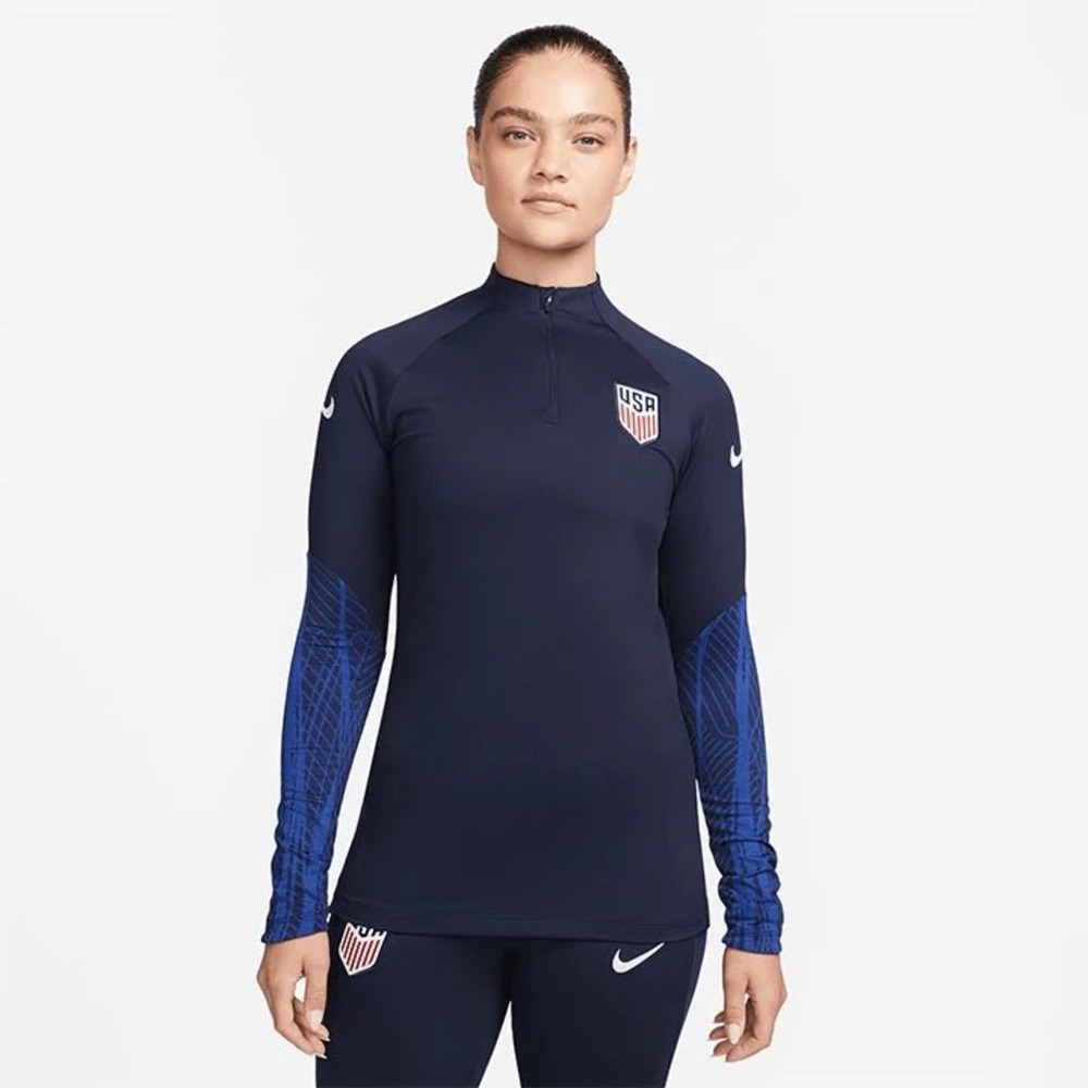Nike USWNT Strike Drill Top Women Small Navy Blue 1/4 Zip Soccer Training Shirt